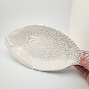 Vintage McCoy White Fish Ovenproof Serving Platter Tray USA 9374 Coastal Beach